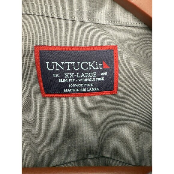 Untuckit Shirt Men's Gray Sanglovese XXLARGE Slim Fit Button Up Wrinkle Free EUC - Picture 4 of 12